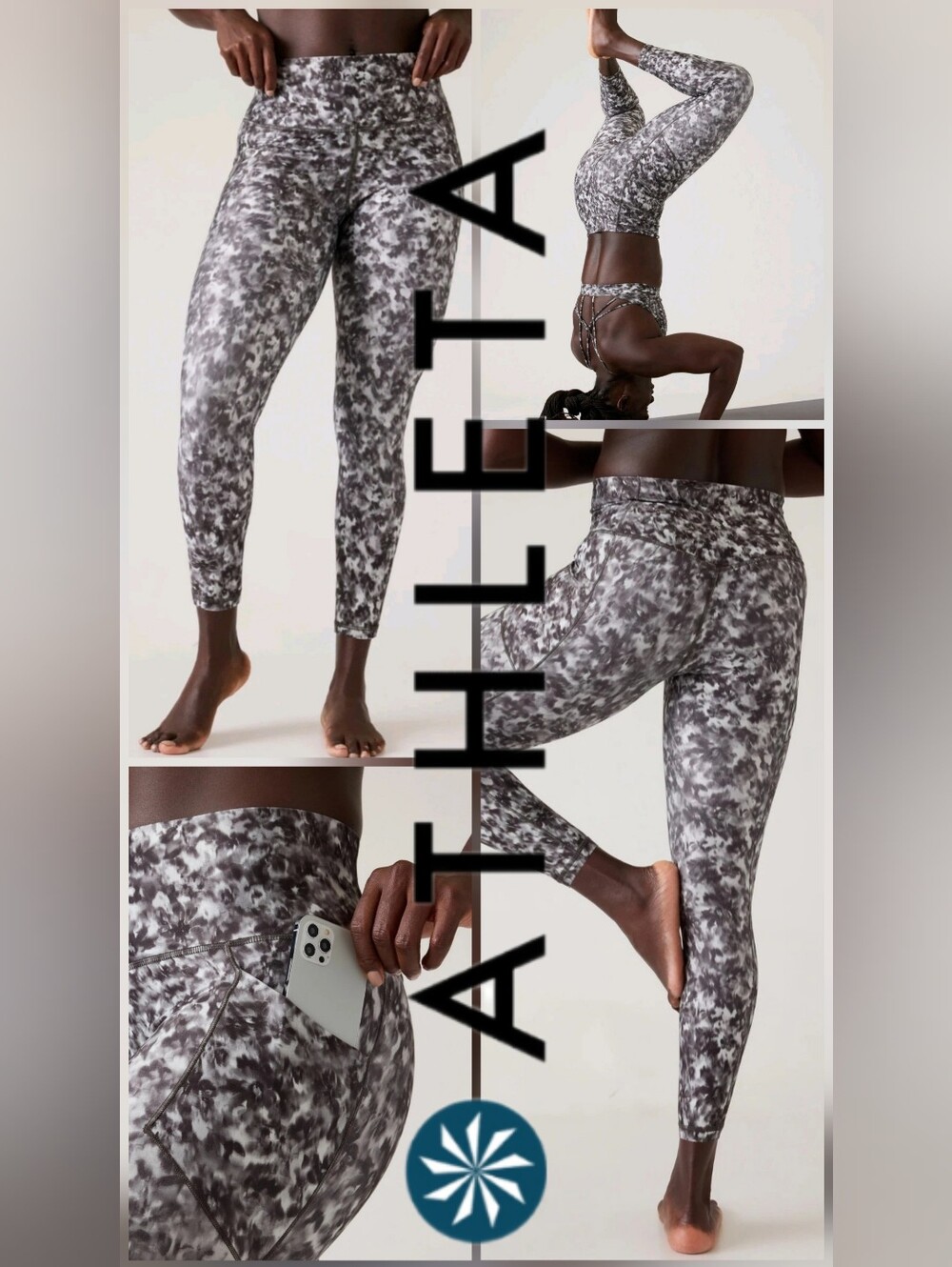 Athleta Salutation Stash High-Rise Tights 7/8 In Opaline Floral Print